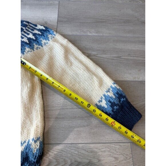 Stobi Nordic Sweater Blue Cream Iceland Pure Wool Chunky Knit Denmark Sz Medium - Picture 12 of 14
